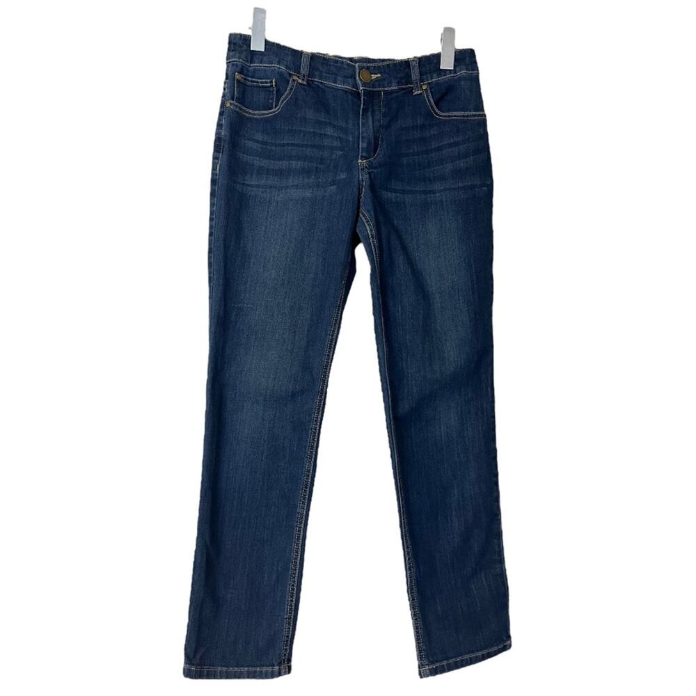 Chico’s Jeans Platinum Dark Wash Slim Boot Cut Mid Rise Size 0 Women's 4